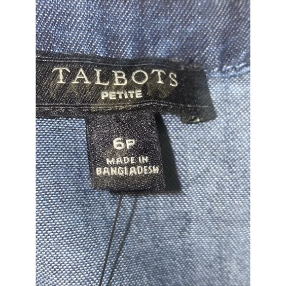 NWT Talbots Chambray Blue Denim Shift Square Neck Lightweight Dress Size 6P - Picture 6 of 7